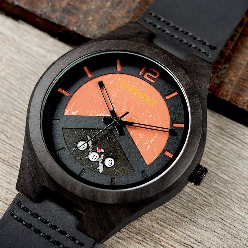 Reloj de madera vulcano Dearwood vista superior