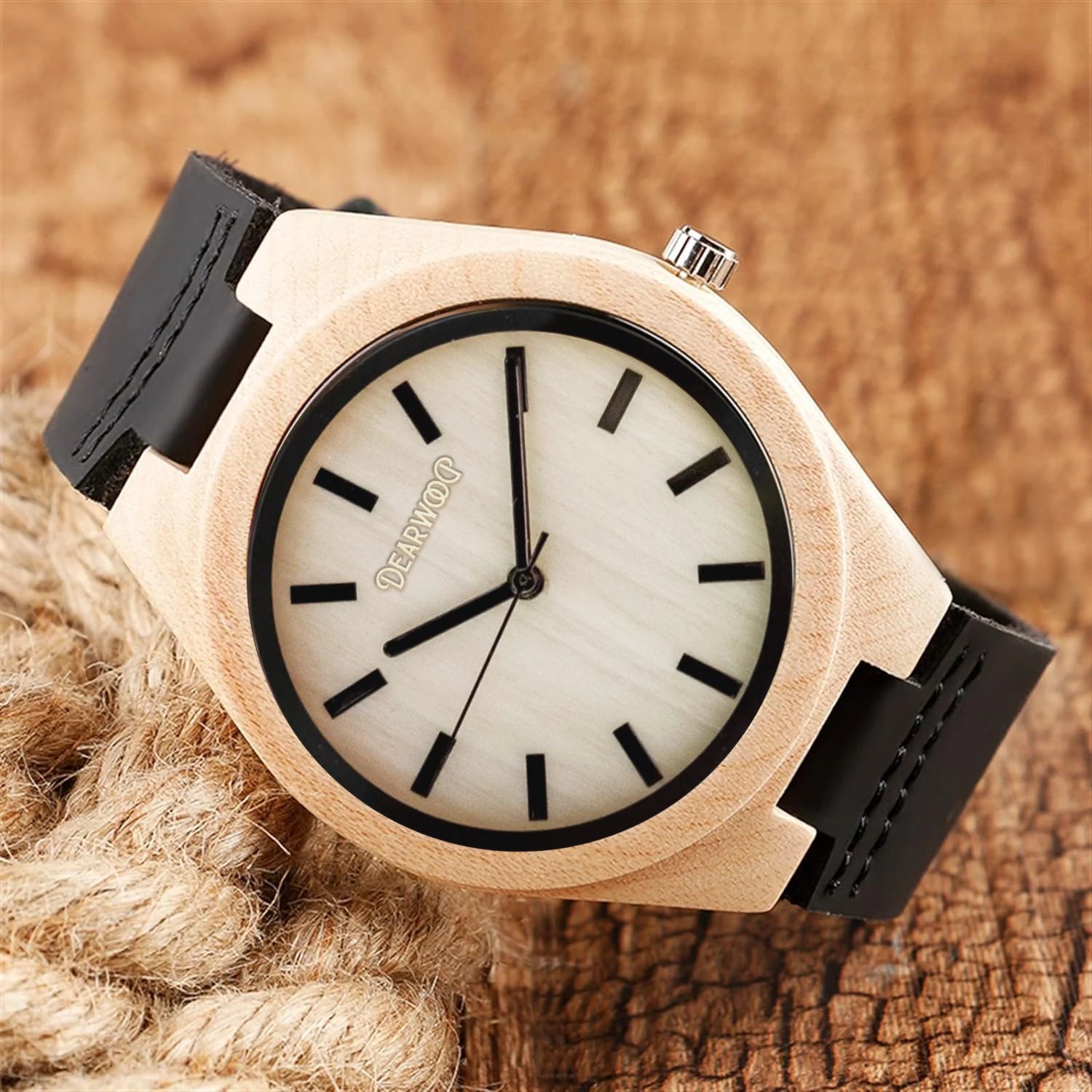 Reloj de madera Dearwood Ivory vista frontal