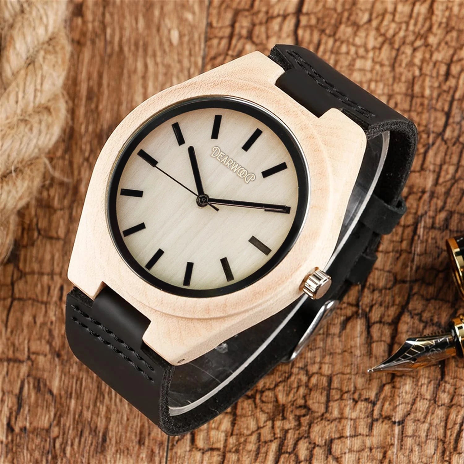 Reloj de madera Dearwood Ivory vista superior