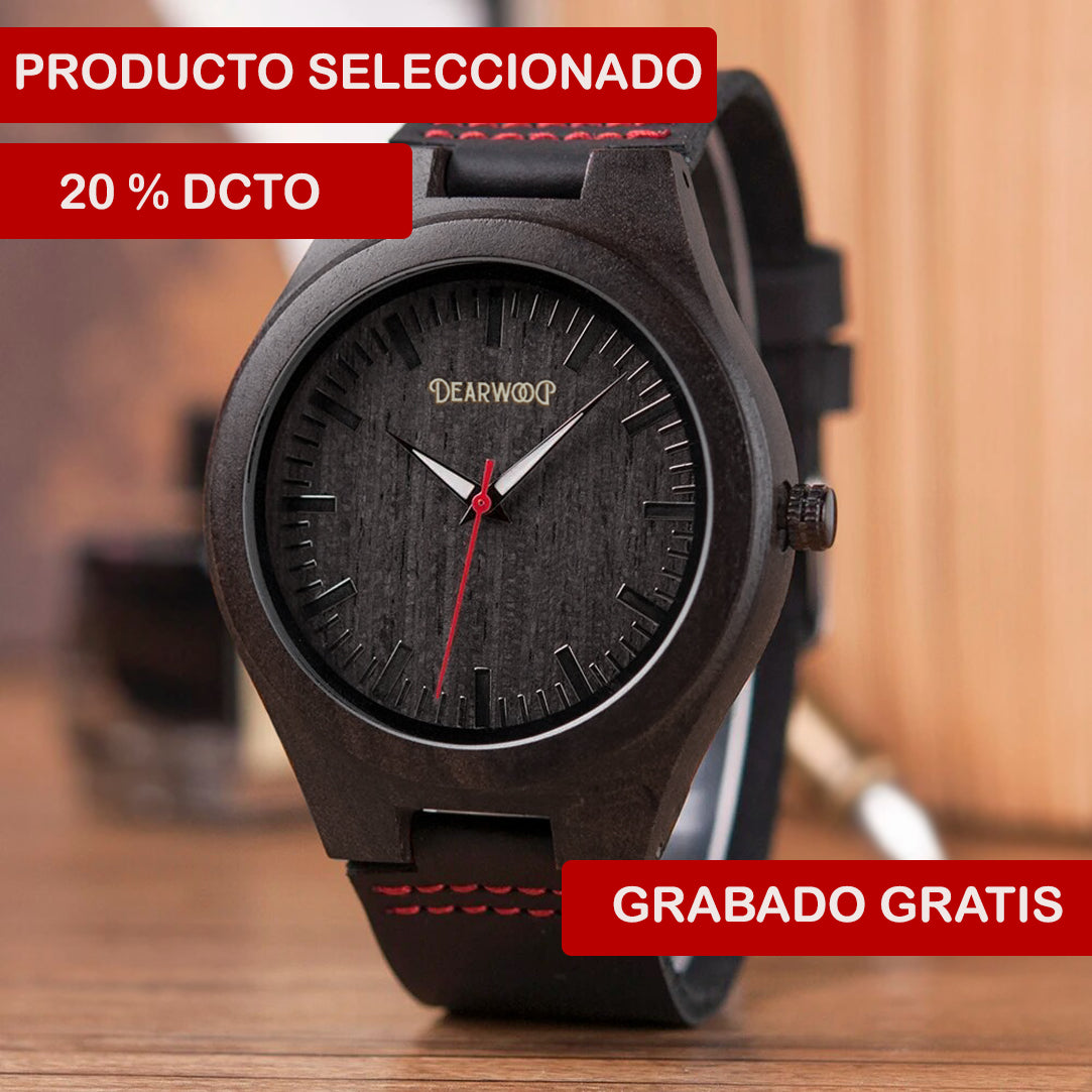 Reloj de madera dearwood Red Bear