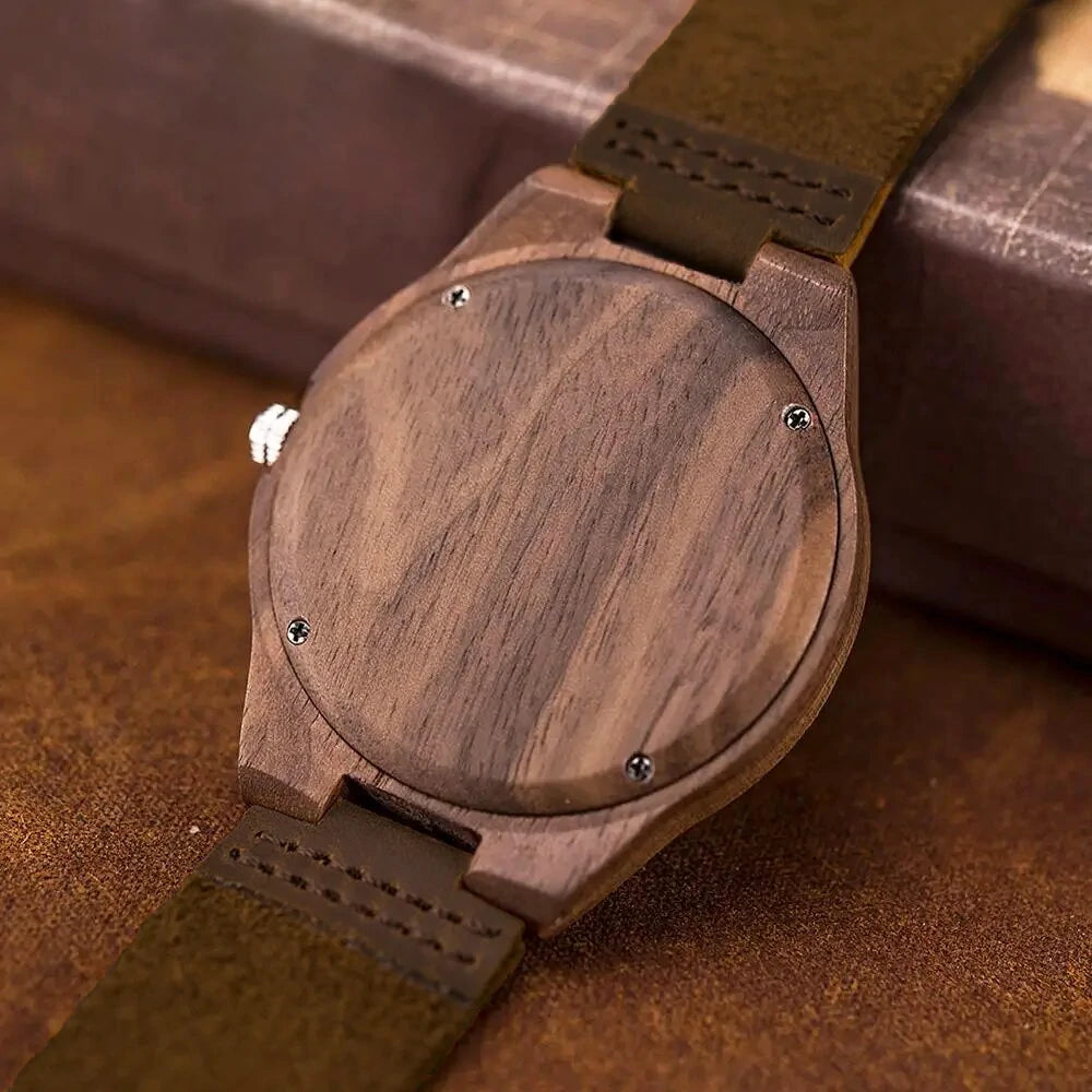 Reloj de madera Dearwood tapa trasera