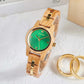 reloj de madera dearwood jade vista superior cercana