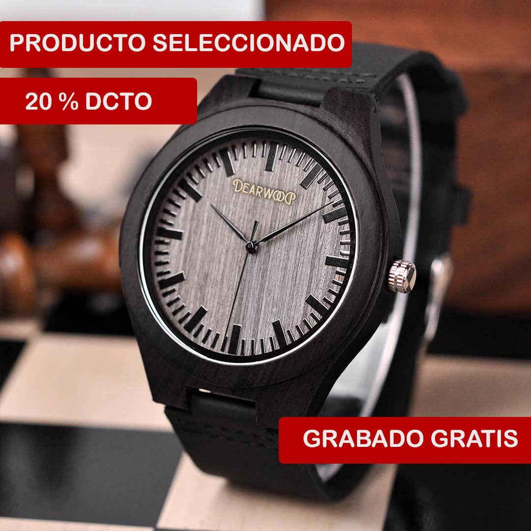 Reloj de madera black bear dearwood