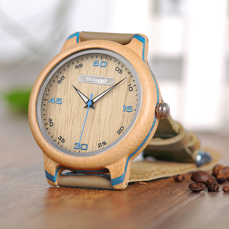 Reloj de madera Caoba azul dearwood imagen frontal