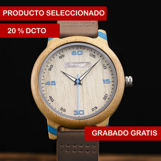 Reloj de madera Caoba azul dearwood