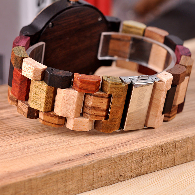  Reloj de Madera Halcón Nocturno Dearwood detalles de correa 