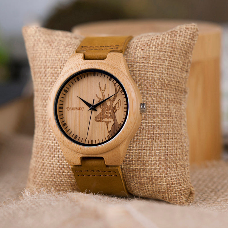 Reloj de Madera Ciervo con grabado Personalizado Gratis Dearwood DearWood