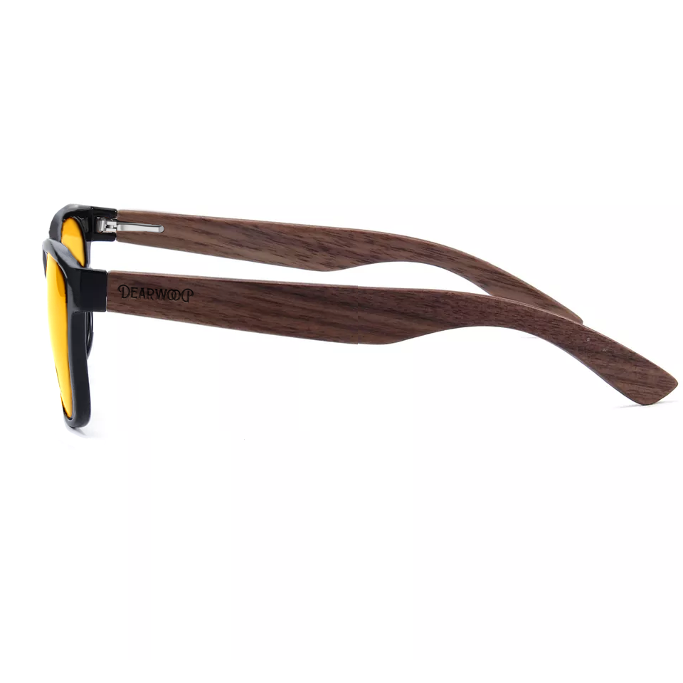 Medidas de sol de Madera Sunset Yellow polarizado-tipo espejo Dearwood vista lateral