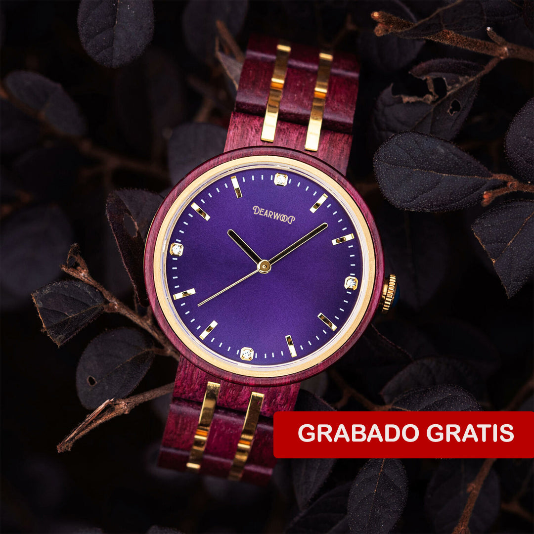 Reloj de madera Amatista Dearwood