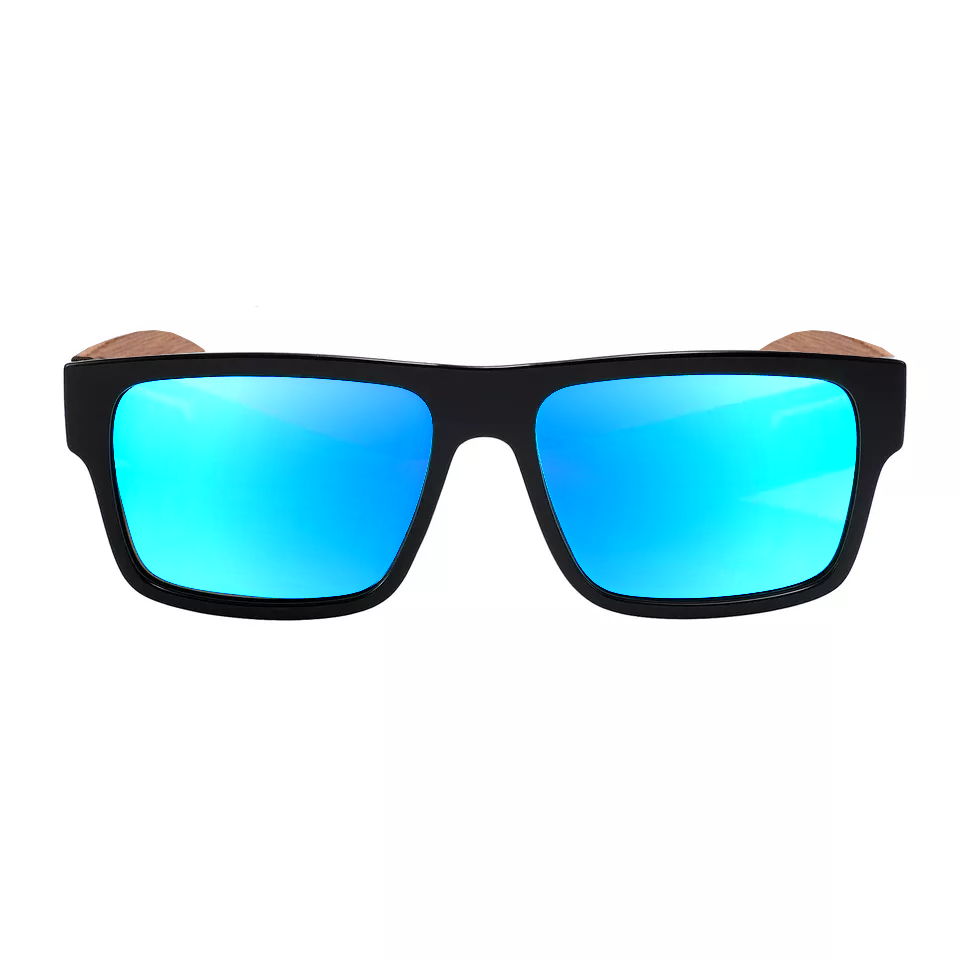 Lentes de sol de Madera Sunset Ice Blue polarizado-tipo espejo Dearwood vista frontal