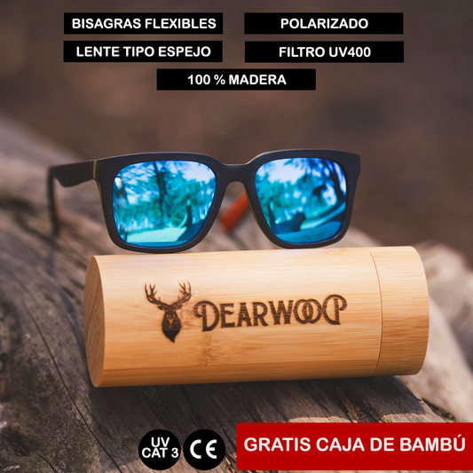 Lente de sol de madera Pukalani polarizado tipo espejo Dearwood