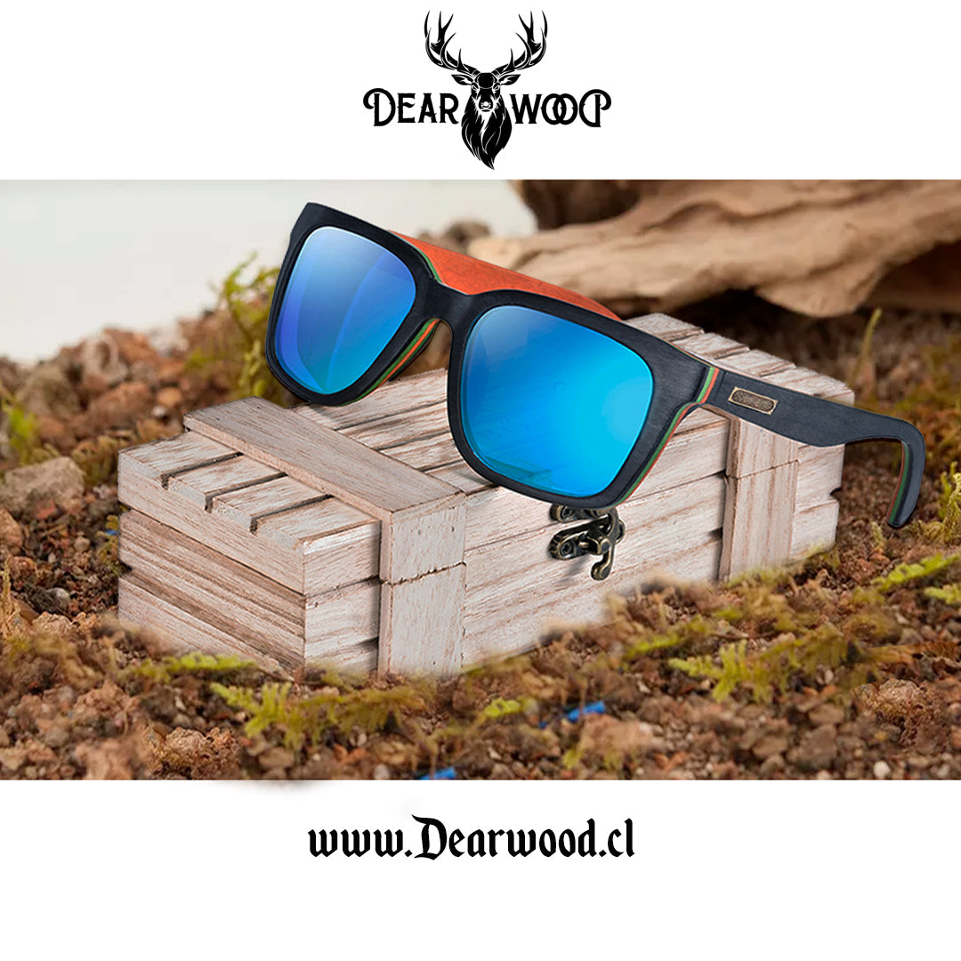 Lente de sol de madera Pukalani polarizado tipo espejo Dearwood imagen sobre caja de madera