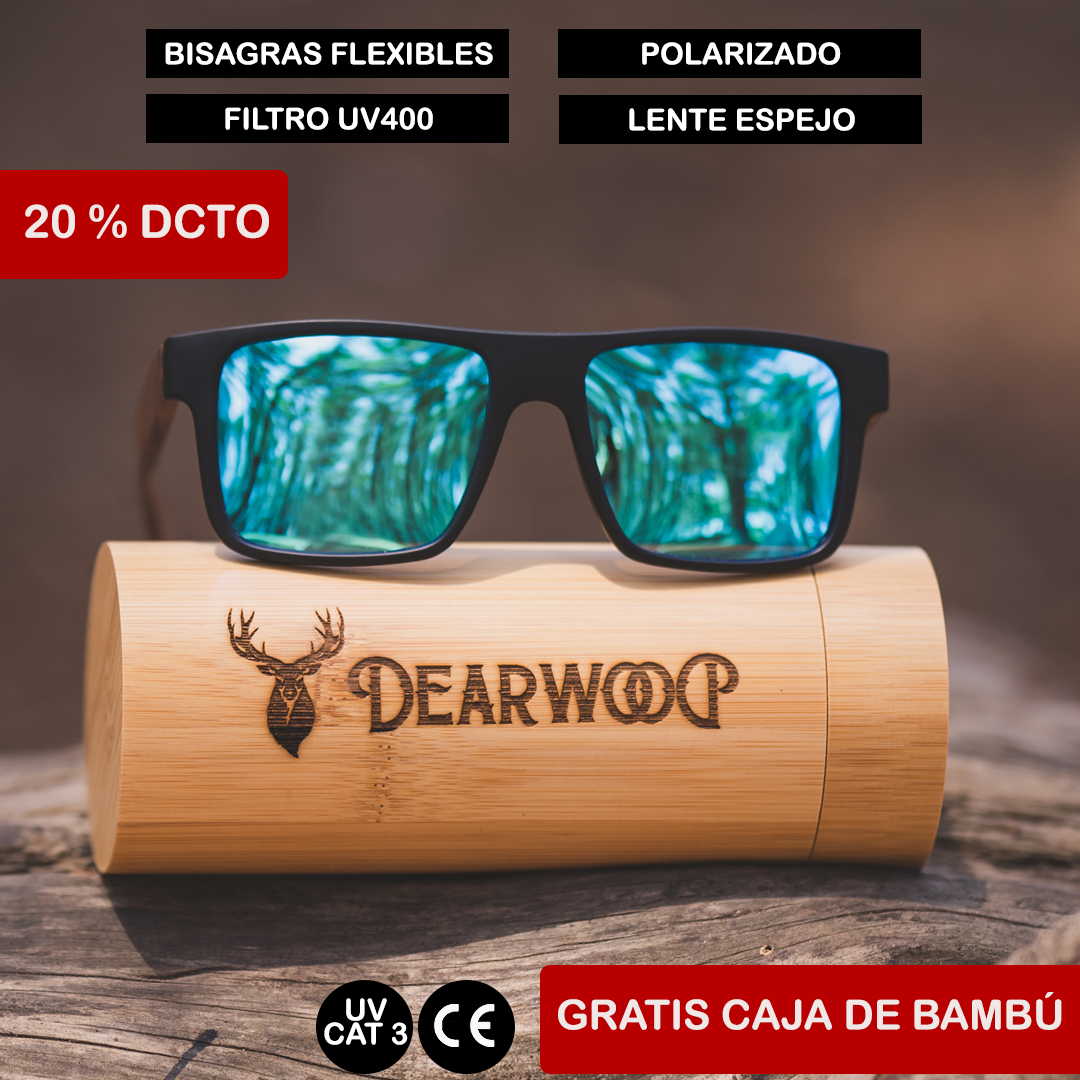 Lentes de sol de Madera Sunset Ice Blue polarizado-tipo espejo Dearwood