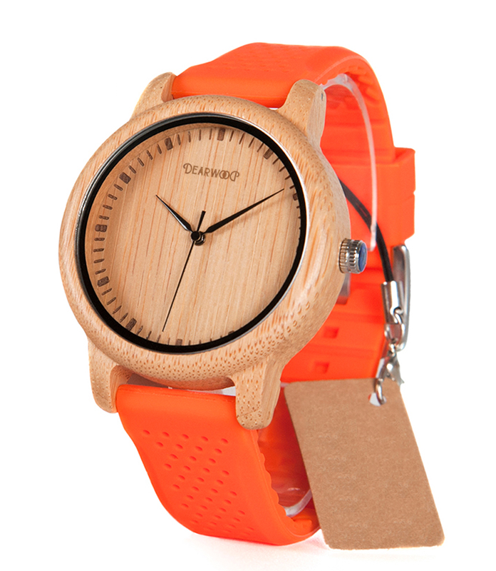 Reloj de Madera Prisma naranja Dearwood