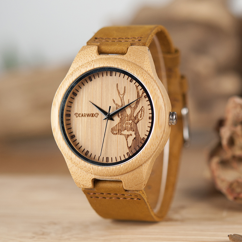 Reloj de Madera Ciervo con grabado Personalizado Gratis Dearwood