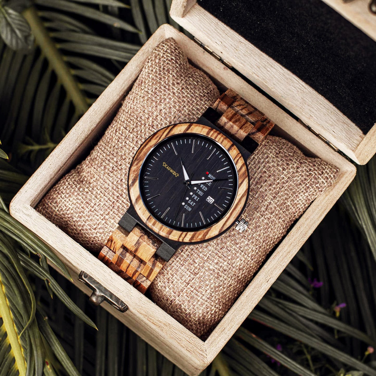 Reloj de madera Orbita lunar Dearwood imagen superior 