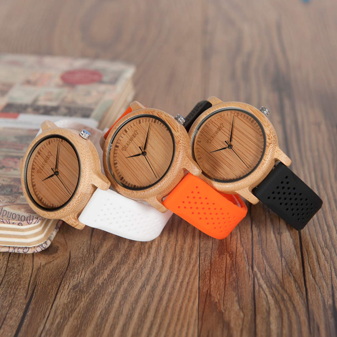 Reloj de Madera los tres Prisma Dearwood imagen lateral