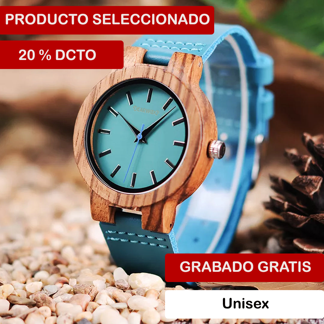 Reloj de madera  Aquamarina Dearwood